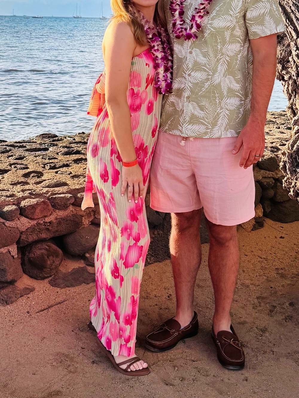 Beautiful Pink Floral Strapless Summer Dress